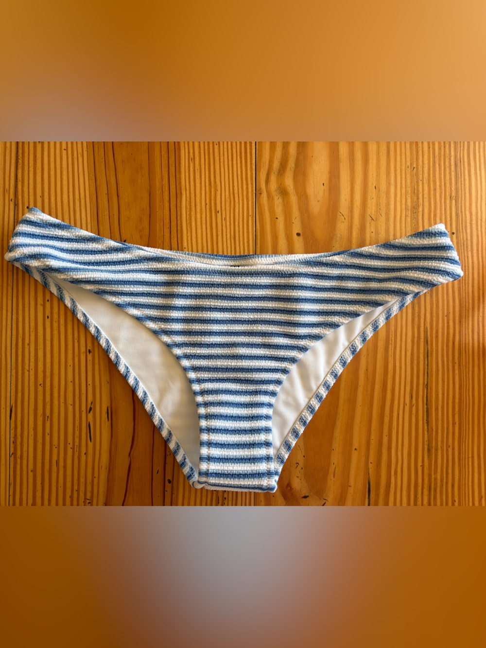 J.CREW Textured Hipster Bikini Bottom In Blue Stripe - NWT Medium